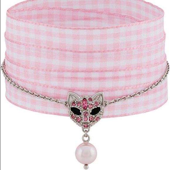 Miu Miu Pink Crystal Cat Chocker Necklace - Picture 7 of 8